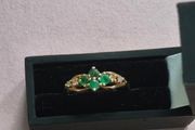 9ct Gold Emerald and Diamond Ring