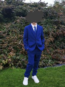 Boys blue 3 piece suit set + Free shirt
