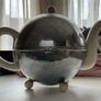 Rare Vintage Art Deco Teapot Silver Chrome Insulated Ceramic Tea Pot Image 2