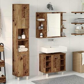 3 Piece Bathroom Furniture Set Old Wood
