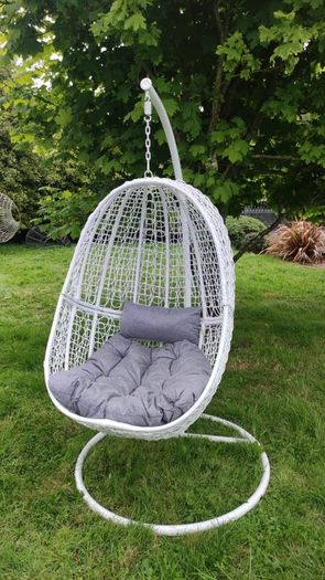 Hanging Egg Chair Rattan Style Cushion & Metal