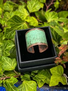 1 Natural turquoise patinated adjustable copper rings available in small medium and large sizes
