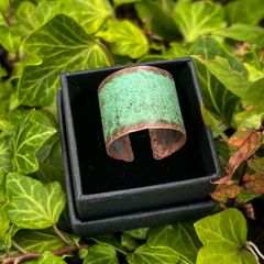 1 Natural turquoise patinated adjustable copper rings available in small medium and large sizes