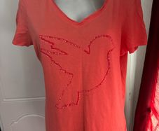Esprit coral V-neck top for women size XL UK16/18 EU44/46 Postage included