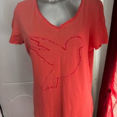 Esprit coral V-neck top for women size XL UK16/18 EU44/46 Postage included