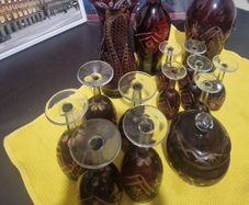 Stunning 15-Piece Vintage Ruby Red Cut-to-Clear Crystal Glassware Set - Bohemian / Egermann Style