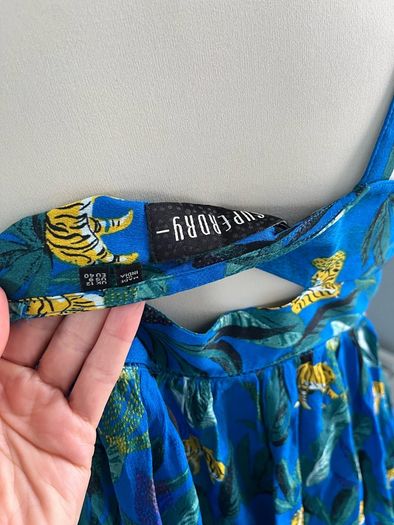 Brand new superdry blue midi dress with tiger print