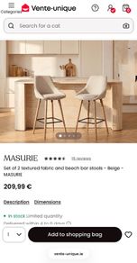 Set of 2 MASURIE Bar Stools Brand New in Box