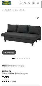 IKEA ALVDALEN 3-seat sofa-bed, dark grey