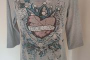 Your life Your Fashion True Love grey printed top size UK14/16 EU42/44 Postage included