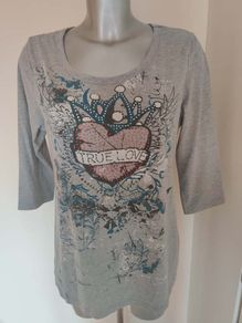 Your life Your Fashion True Love grey printed top size UK14/16 EU42/44 Postage included