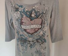 Your life Your Fashion True Love grey printed top size UK14/16 EU42/44 Postage included