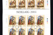 2004 Ireland Christmas Commemorative Stamp Sheetlet Plate 1B1B1B1B Fine Used with Dublin cancel of 10th November 2004 (First day of issued) on envelope extract.