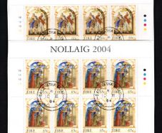 2004 Ireland Christmas Commemorative Stamp Sheetlet Plate 1B1B1B1B Fine Used with Dublin cancel of 10th November 2004 (First day of issued) on envelope extract.
