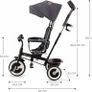 Tricycle, Baby Push Trike, Kids First Bike, Free Wheel Functions, Parenthandle, Footrest, Accessories, Bag, Cupholder, from 9 Months to 5 Years, Gray Image 5