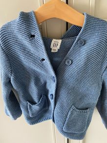 Baby gap blue hooded knit cardigan