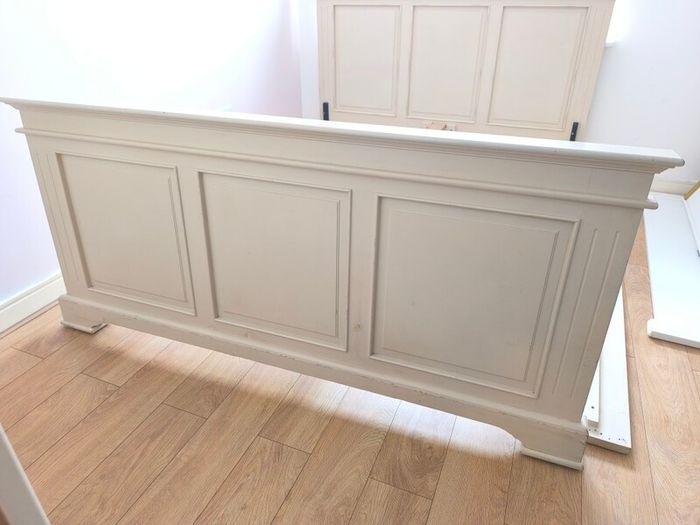 bed frame king size beige creamy solid wood - no slats, nice solid  Headboard