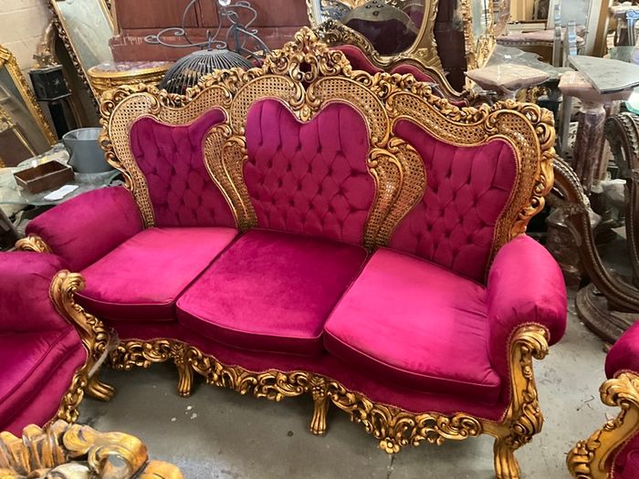 Old 3 piece gold salon set that has been restored