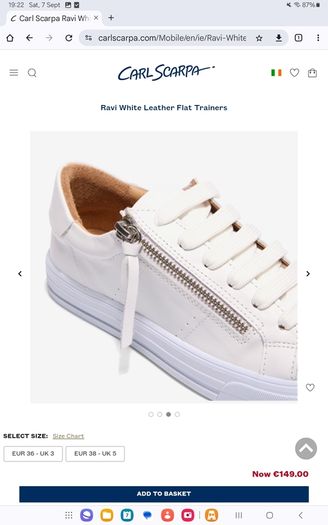 Carl Scarpa - White Leather Trainers - UK 6 - BNWT RRP 149