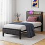 Single Bed Frames with Storage Headboard and Charging Station LED Lights Image 8