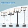 Height Adjustable Basketball Stand Net Set System, Freestanding Basketball Hoop and Stand with Wheels, 182-213cm - Black Image 3