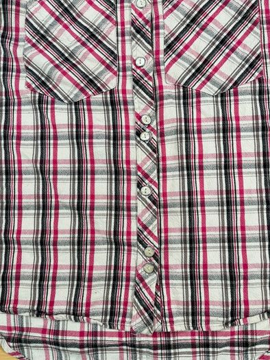 Quicksilver Button Up Short Sleeve Shirt Pink Plaid Sz Small - Pearl Button