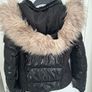 black quilted  jacket with fur hood from river island Image 5