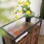 _Sideboard, side cabinet, sideboard, kitchen cabinet with glass surface, living room, hallway, office, sturdy steel frame, tempered glass, industrial design, vintage brown/black Image 5
