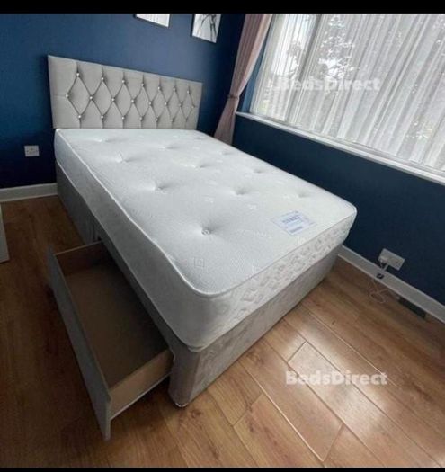 New Divan Beds Instock. All Sizes Available. All Colours Available.. Drawers Option Available. Tufted Memory Foam Mattresses Available
