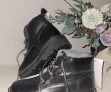 Black Real Leather Boots. Size 34. New