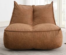 Faux tan leather bean bag chair