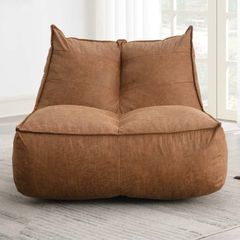 Faux tan leather bean bag chair