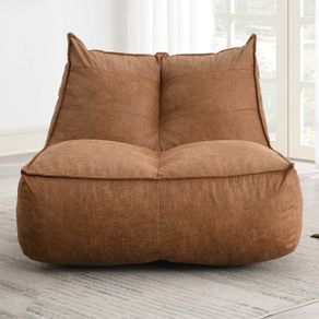 Faux tan leather bean bag chair