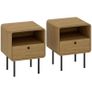 Narrow bedside table side table open compartment and 1 drawer steel legs 40 x 36 x 50 cm, oak effect Image 3