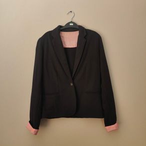 Black cotton blazer with pink details, size 8