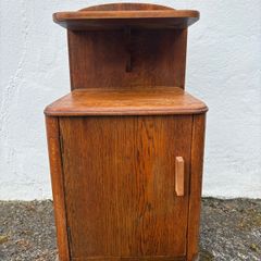 Art Deco oak bedside cabinet with queen anne legs c1940