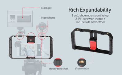 BRAND NEW smartphone Video Rig Hand Grip Filmmaking Case Phone Video Stabilizer Handheld Tripod Mount for iPhone Android
