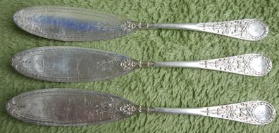 Antique 1800s Silver Plated Very Decorative Floral Silver Plate Butter Knifes