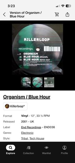 Killerloop - organism - blue hour 12" vinyl
