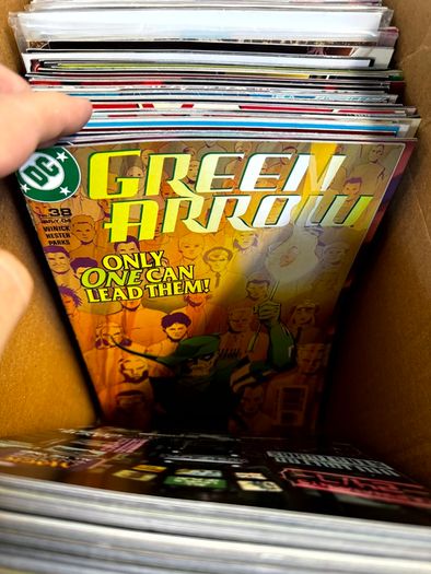 DC, Marvel Long Comic Box w 290 comics for Sale