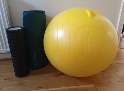 Gym ball (exercises, yoga, pilates), roller and mat