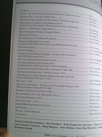 Westmeath Archaeological and Historical Society Journal 2023-24 Ireland Irish