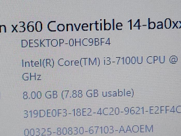 HP Laptop, TPN-W125, Intel Core i3-7100U CPU, 2.4GHz, 8GB Ram, 118GB SSD, Windows 10, Microsoft Edge, Chrome and VLC