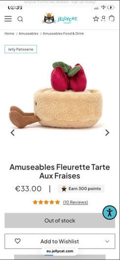 New JELLYCAT Amuseable Colette Tarte Au Citron and Amuseable Fleurette Tarte Aux Fraises Pair