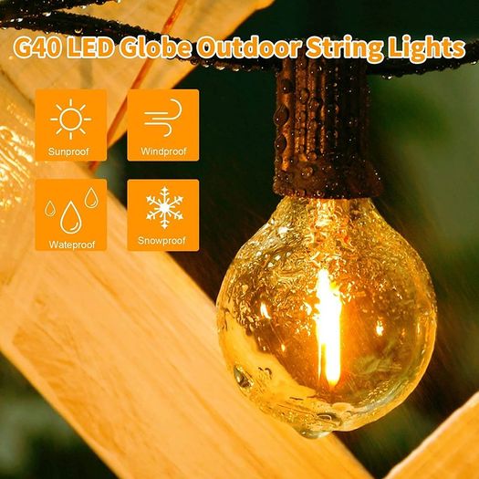 LED Outdoor String Lights with Plastic Bulbs, AVANLO Upgrade 50FT Garden Patio String Lights Outdoor Festoon Lights with 30+2 E12 Bulbs for Indoor & Outdoor Decor Wedding Patio Cafe Party