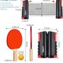 Table Tennis Set, Ping Pong Bats Set with 2 Paddles, 1 Retractable Net, 6 Balls, 1 Carrying Bag, for Trainer Adults Families Indoor Outdoor Image 6