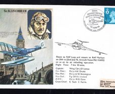 1976 Great Britain Illustrated Cover Commemorating 50th Anniversary of First Flight Britain to Australia and return tying 6 12d Machin Definitive Stamp. Cover flown from RAF Luqa to RAF Marham on Vicktor MK1 XA932