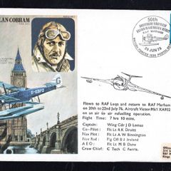 1976 Great Britain Illustrated Cover Commemorating 50th Anniversary of First Flight Britain to Australia and return tying 6 12d Machin Definitive Stamp. Cover flown from RAF Luqa to RAF Marham on Vicktor MK1 XA932