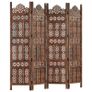 Hand carved 4-PanelRoom Divider Brown 160x165 cm Solid Mango Wood Image 4