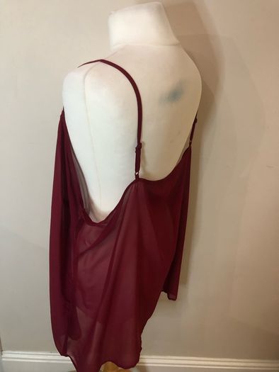 Wallis wine chiffon blouse & cami top (size 28)